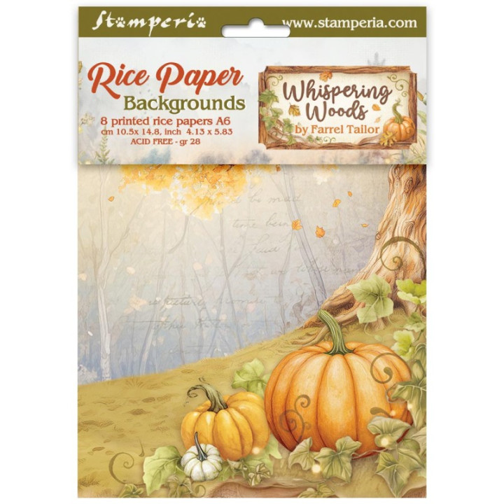 Kit 8 Papeles arroz A-6 Stamperia Whispering woods