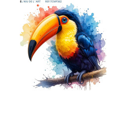 Transfer Tucán com Fundo de Cores DTF