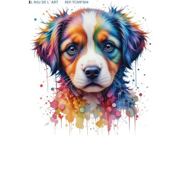Transferir Cão com Fundo de Cores DTF