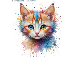 Transfer Gato com Fundo de Cores DTF