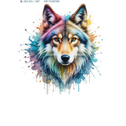 Transfer Lobo com Fundo Colorido DTF