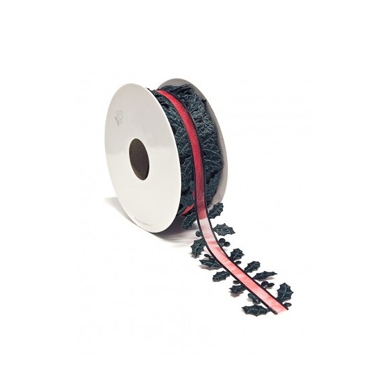 HOLLY LEAVES ribbon 1m/32mm
