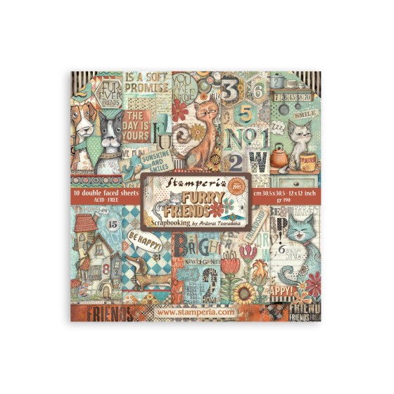 Colección Stamperia 30 x30 Furry Friends***