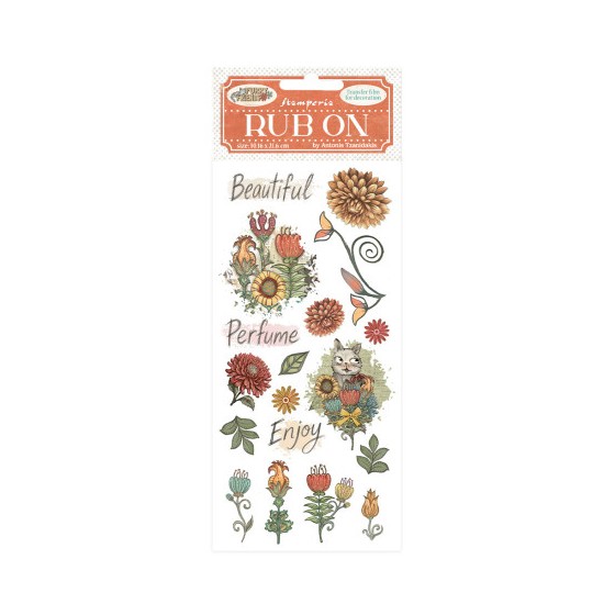 Rub-on Stamperia 10.16x21.6 cms. Furry Friends flowers***