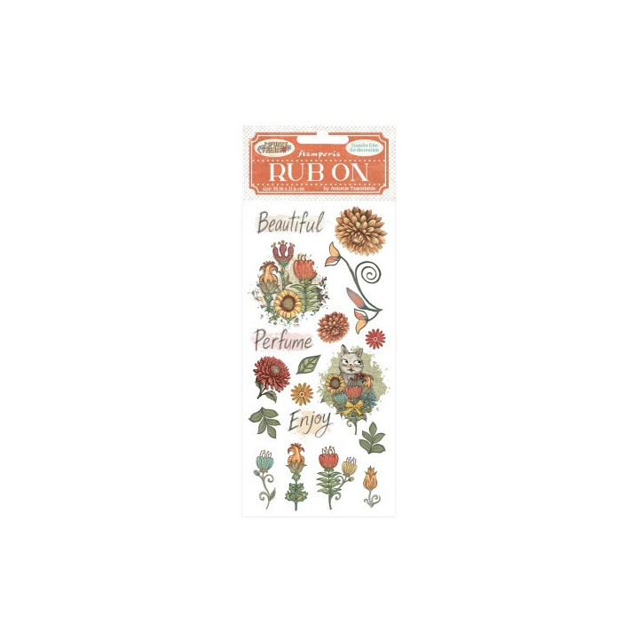 Rub-on Stamperia 10.16x21.6 cms. Furry Friends flowers***