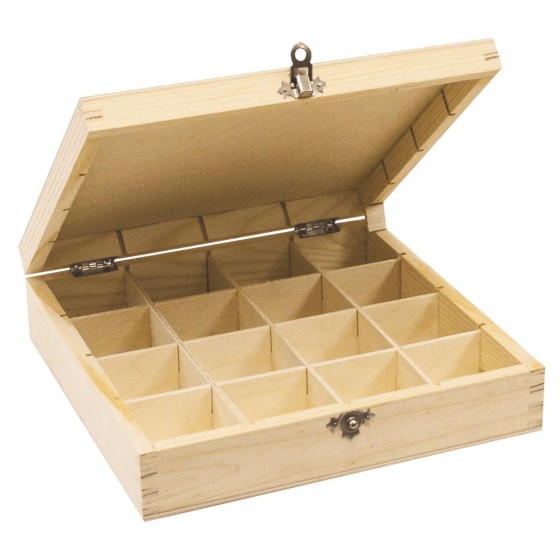 Caja de almacenamiento de madera con 16 compartimientos