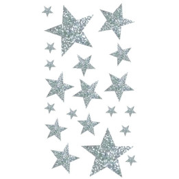 Pegatinas de estrellas plateadas  con purpurina
