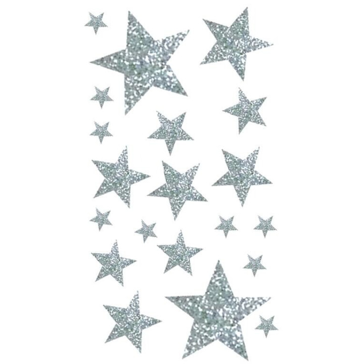 Pegatinas de estrellas plateadas  con purpurina