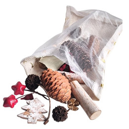 Bolsa decorativa natural con piñas, abetos, bayas y hojas