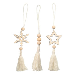 Colgantes de Madera con Pompones