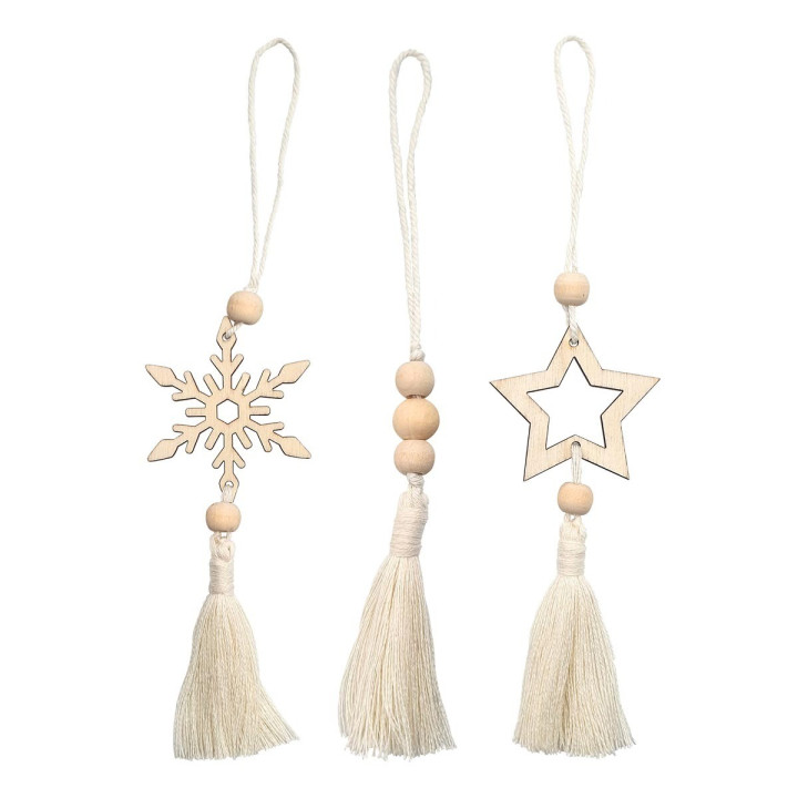Colgantes de Madera con Pompones