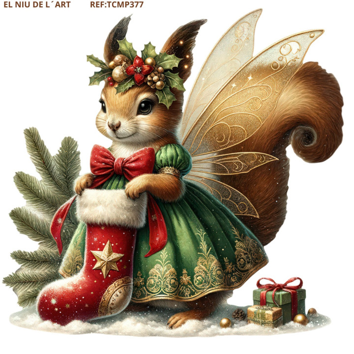 Transfer Ardilla Navidad DTF