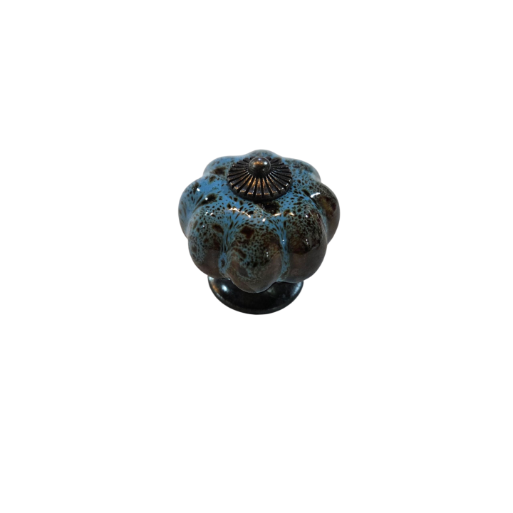 Puxador Porcelana Jaspeado AZUL E CASTANHO