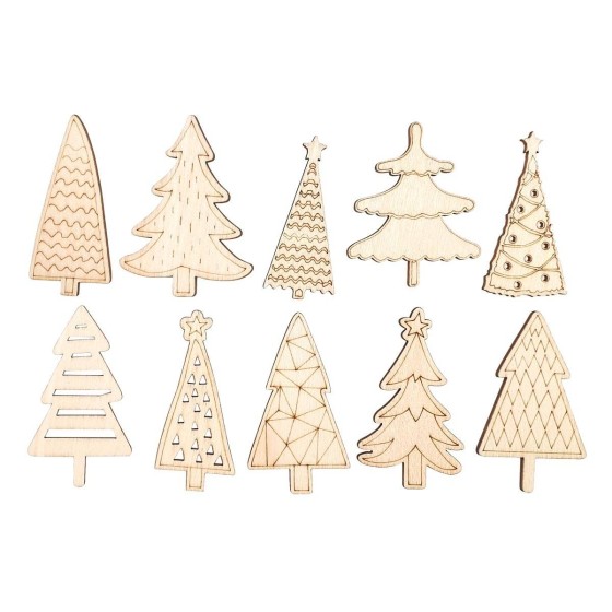 SILUETAS ABETOS MADERA NAVIDAD