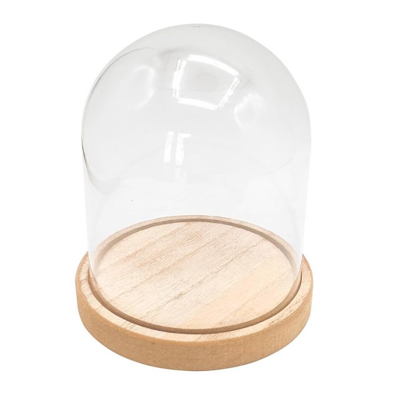 Campana de Cristal y Base de Madera pequeña