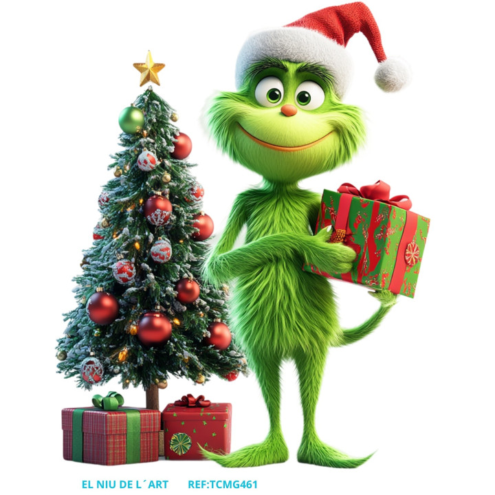 Transfer  DTF Grinch con Caja de Regalo