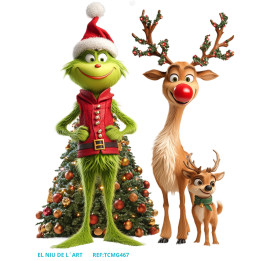 Transfer  DTF Grinch con Reno de Navidad