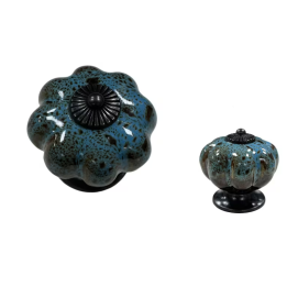 Puxador em Porcelana Marmoreado AZUL