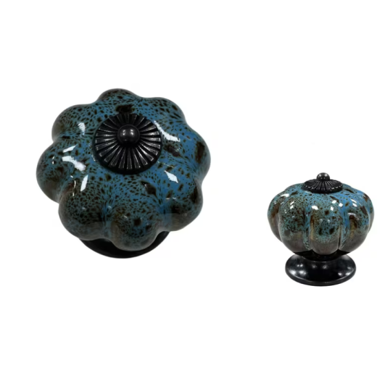 Pomo Porcelana Jaspeado AZUL