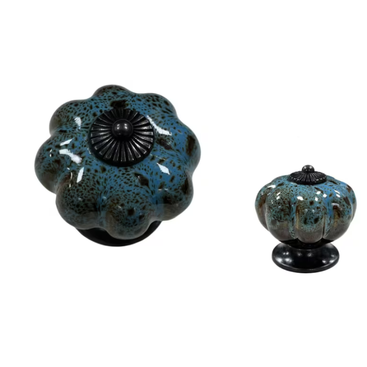 Puxador em Porcelana Marmoreado AZUL
