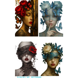 Transfer DTF Mujer con Flores y Mariposas