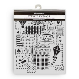 Stencil Stamperia 20x25 Family Retazos