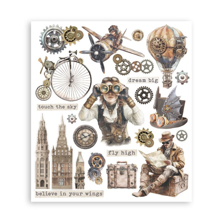 Rub-on Stamperia Set 6 Hojas 20.5x23 cms. Voyages Fantastiques