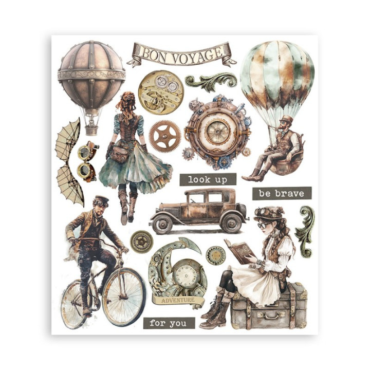 Rub-on Stamperia Set 6 Hojas 20.5x23 cms. Voyages Fantastiques