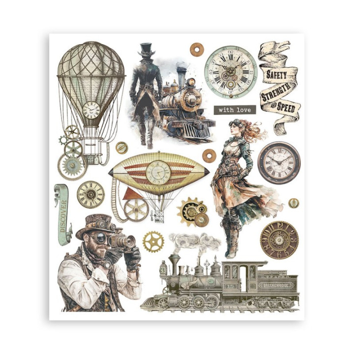 Rub-on Stamperia Set 6 Hojas 20.5x23 cms. Voyages Fantastiques