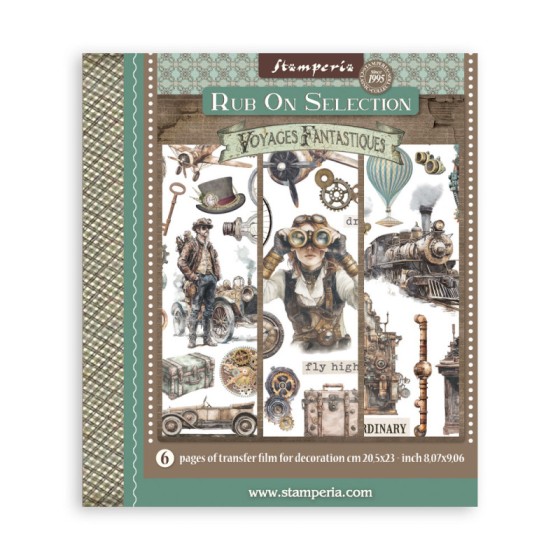Rub-on Stamperia Set 6 Hojas 20.5x23 cms. Voyages Fantastiques