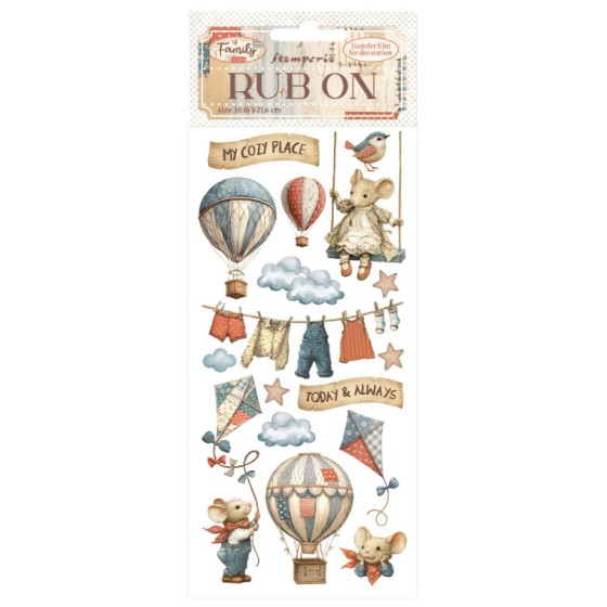 Rub-on Stamperia 10.16x21.6 cms. Family Air Balloons