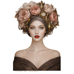 Transfer DTF Mujer Steampunk con Flores