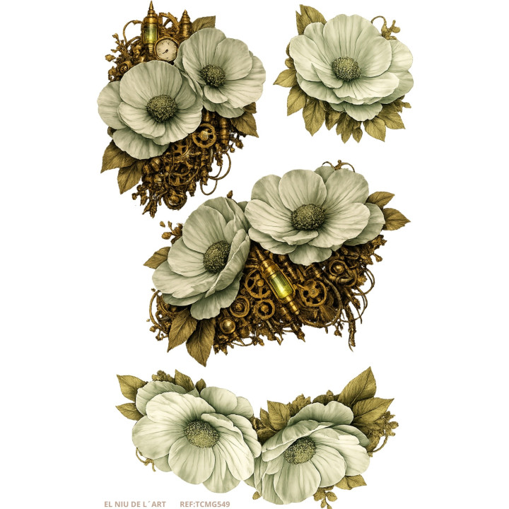 Transfer DTF Flors Verd Steampunk