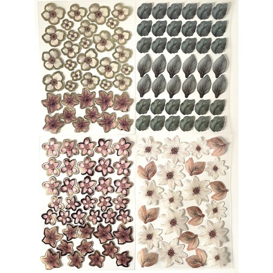 4 hojas de flores de...