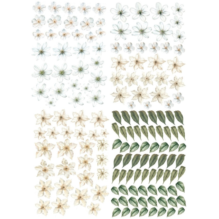 4 hojas de flores de papel de aluminio, color beige con lunares