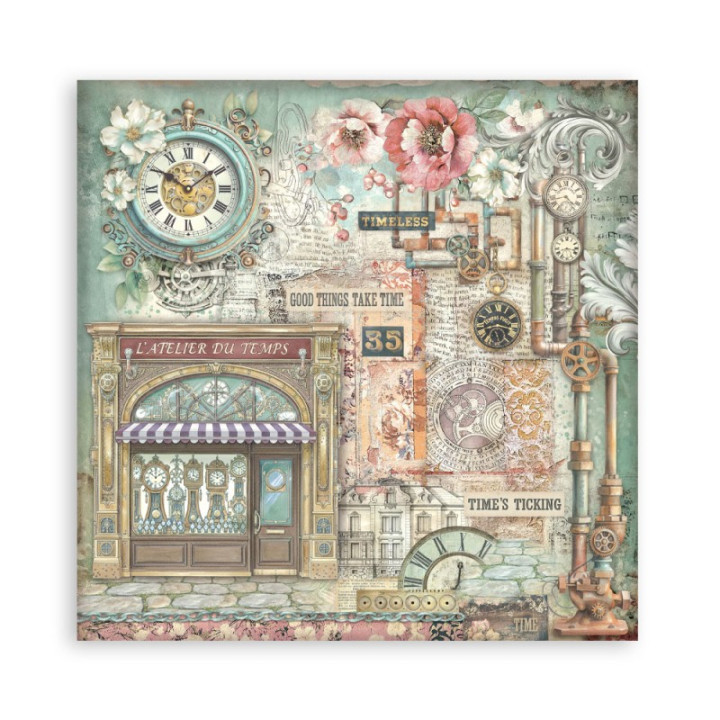 Colección Scrap Stamperia 20.3x20.3 a una cara Gardens of Time***