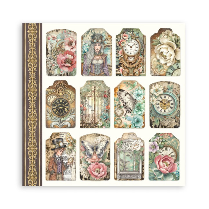 Colección Scrap Stamperia 20.3x20.3 a una cara Gardens of Time***