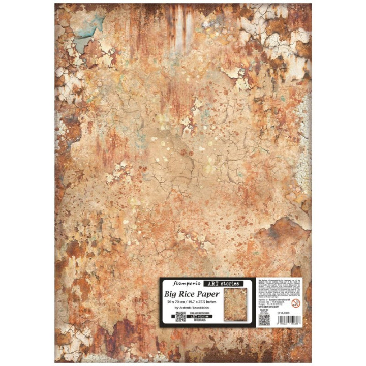 Hoja Papel Arroz Stamperia 50x70 cms. Gardens of Time diseño oxidado