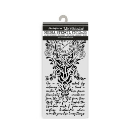 Stencil 12x25 Stamperia Gardens of Time reloj y escritura