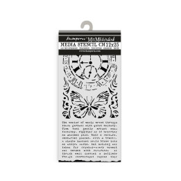 Stencil 12x25 Stamperia Gardens of Time reloj y mariposa