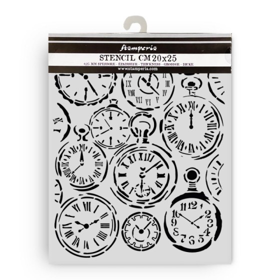 Stencil Stamperia 20x25 Gardens of Time relojes mixtos