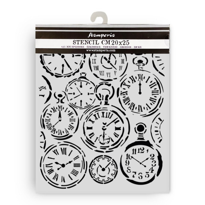 Stencil Stamperia 20x25 Gardens of Time relojes mixtos