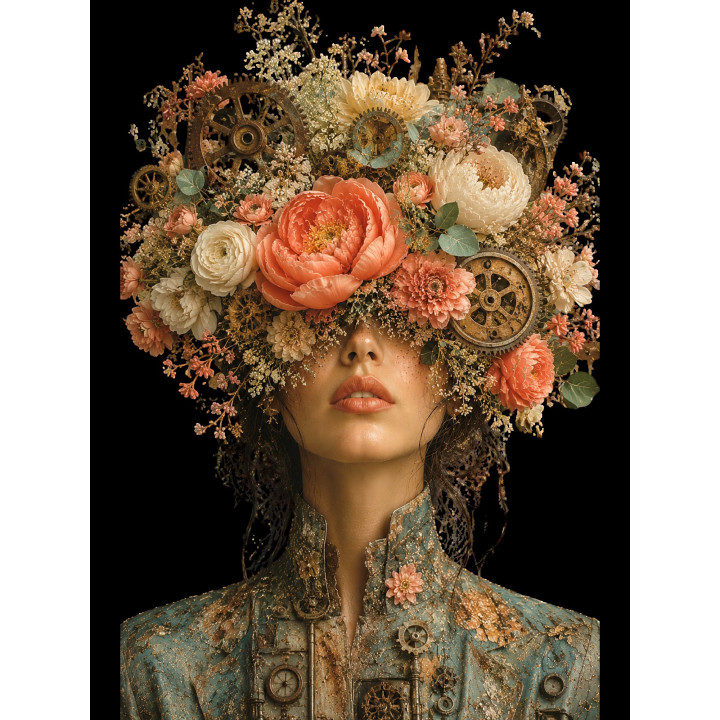 Dama Flores Engranajes transfer-a
