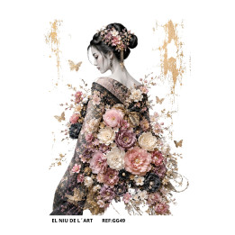 Transfer Japonesa con Flores  DTF
