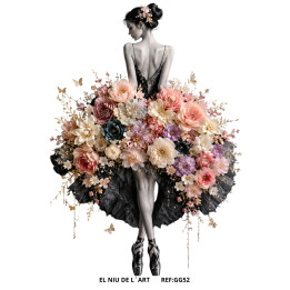 Transfer Mujer con Flores DTF