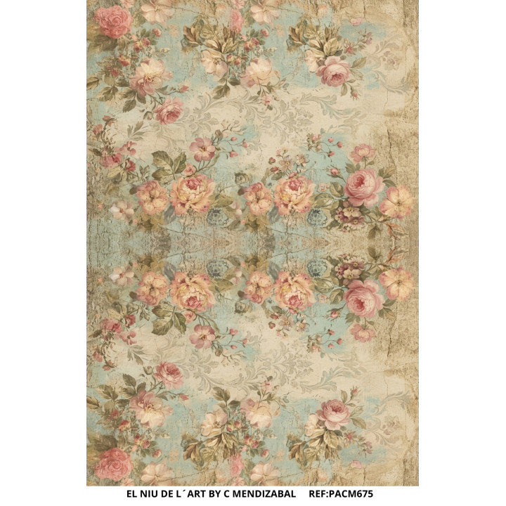 Papel de Arroz  Flores Vintage