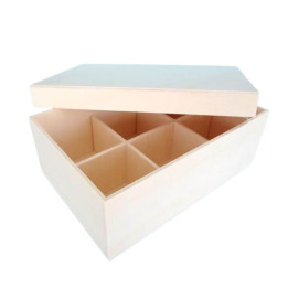 Caja de 6 compartimentos con tapa a presión, 22,5 x 15 x 8 cm