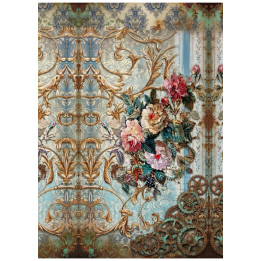 Papel de Arroz  Vintage Libélula y Flores