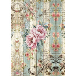 Papel de Arroz  Vintage Libélula y Flores