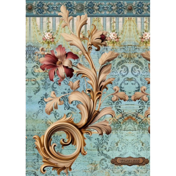 Papel de Arroz Vintage Libélula e Flores